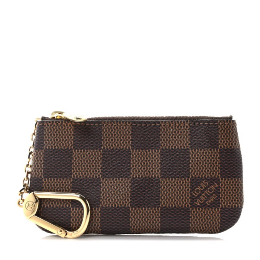 Checkered Key Pouch with Gold Chain